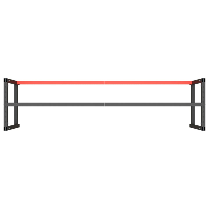 stel til arbejdsbænk 220x57x79 cm metal mat sort og mat rød