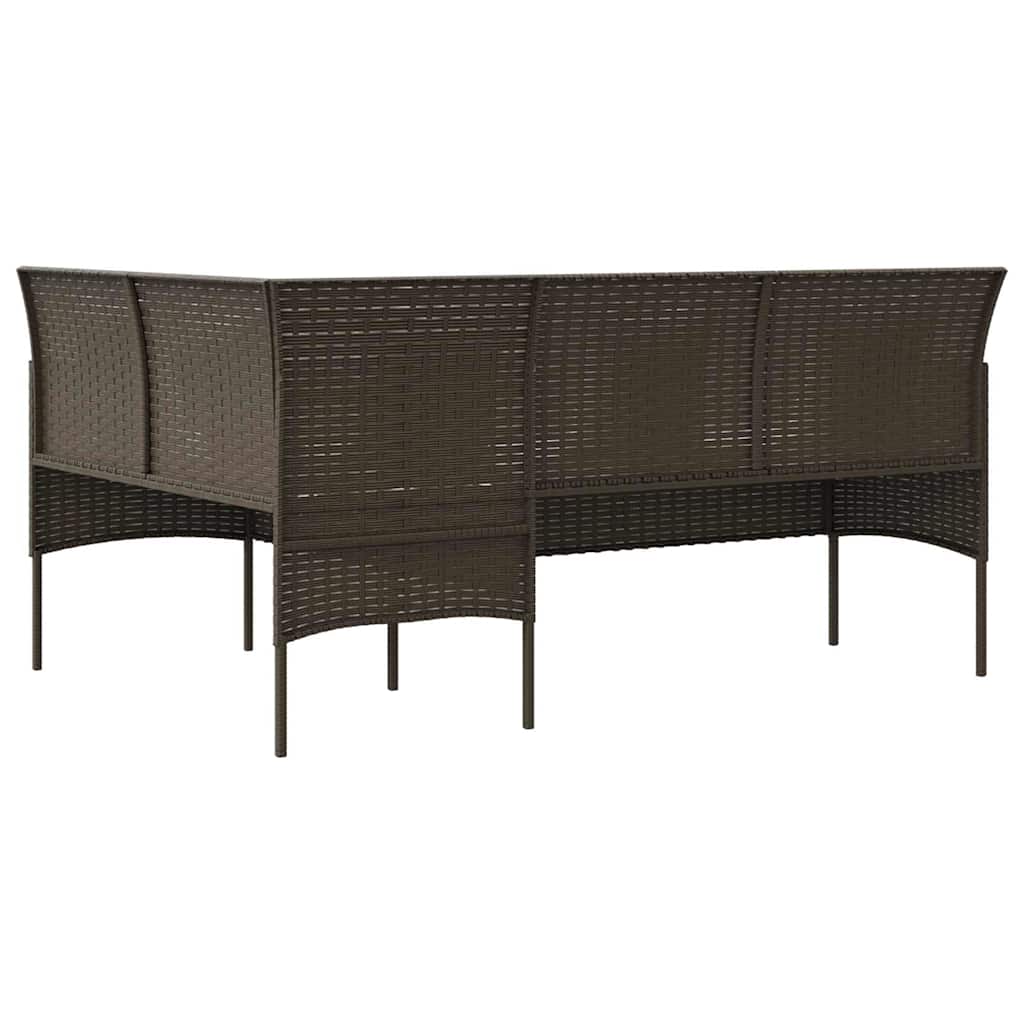 sofasæt med hynder 5 dele L-facon polyrattan brun