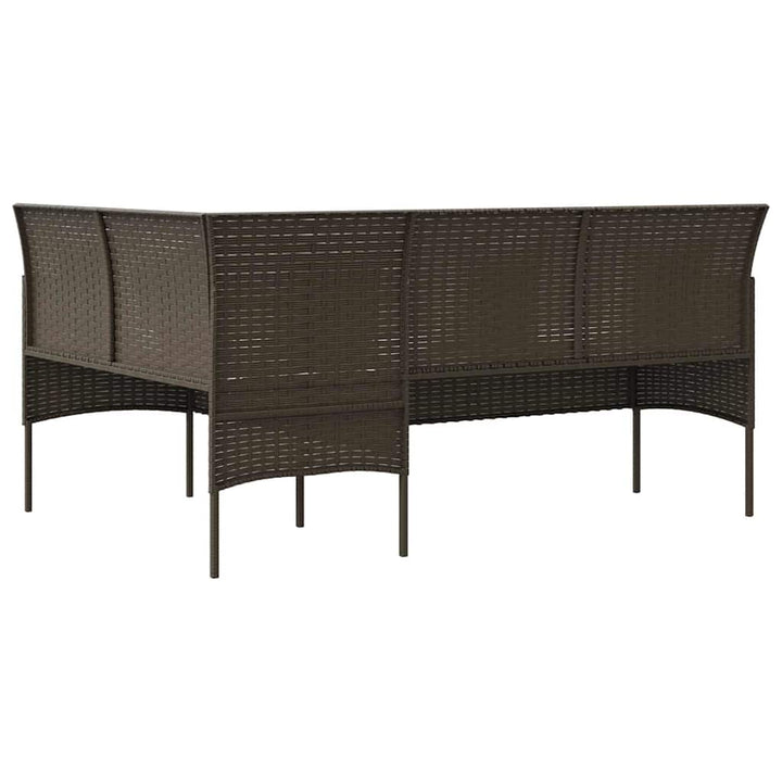 sofasæt med hynder 5 dele L-facon polyrattan brun