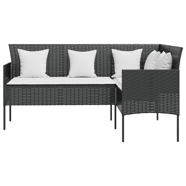 sofasæt med hynder 5 dele L-facon polyrattan sort