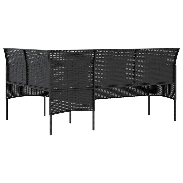 sofasæt med hynder 5 dele L-facon polyrattan sort