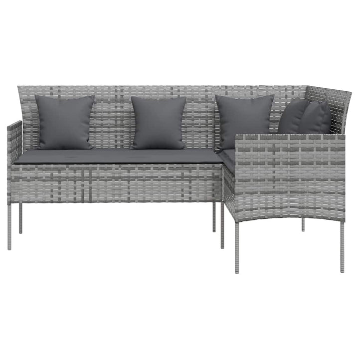 sofasæt med hynder 5 dele L-facon polyrattan grå