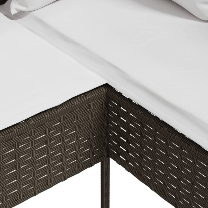 L-formet sofa med hynder polyrattan brun