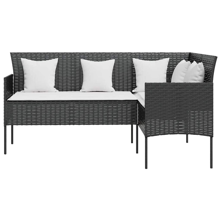 L-formet sofa med hynder polyrattan sort