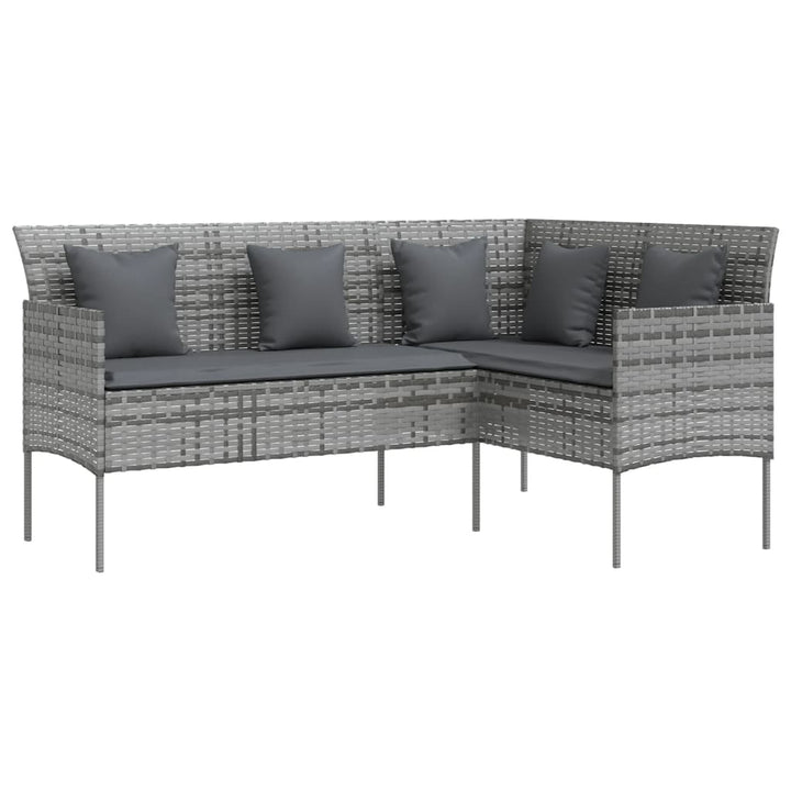 L-formet sofa med hynder polyrattan grå