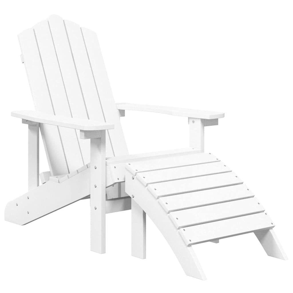 Adirondack-havestol med fodstøtte HDPE hvid