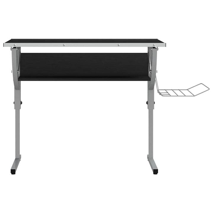 skrivebord 110x53x(58-87) cm konstrueret træ og stål sort grå