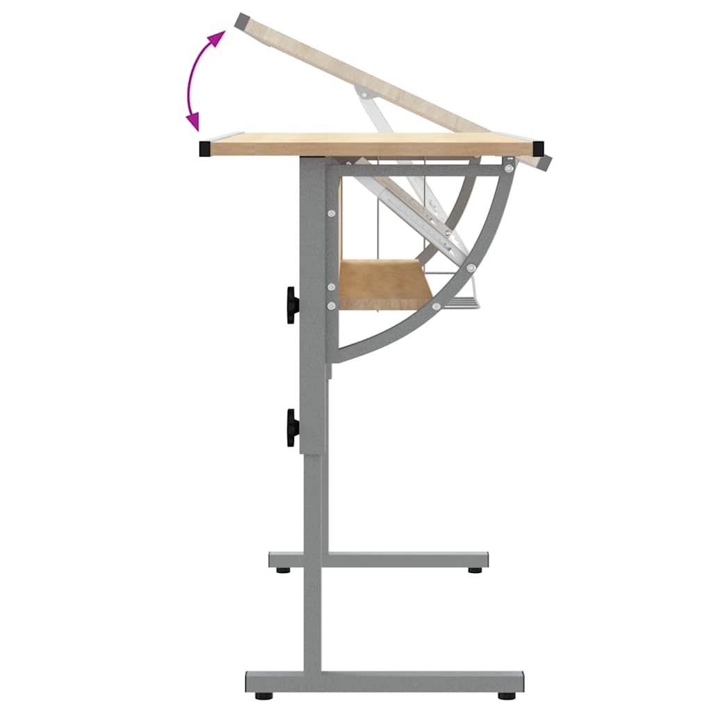 skrivebord 110x53x(58-87) cm konstrueret træ stål sonoma-eg grå