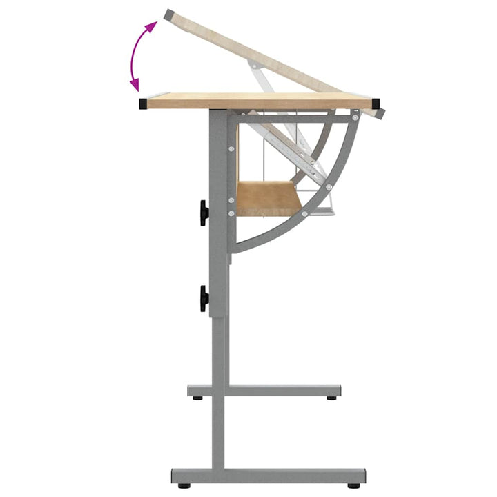 skrivebord 110x53x(58-87) cm konstrueret træ stål sonoma-eg grå