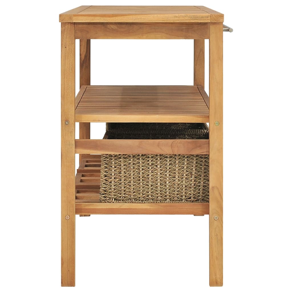 badeværelsesmøbel med 3 kurve 132x45x75 cm massivt teaktræ