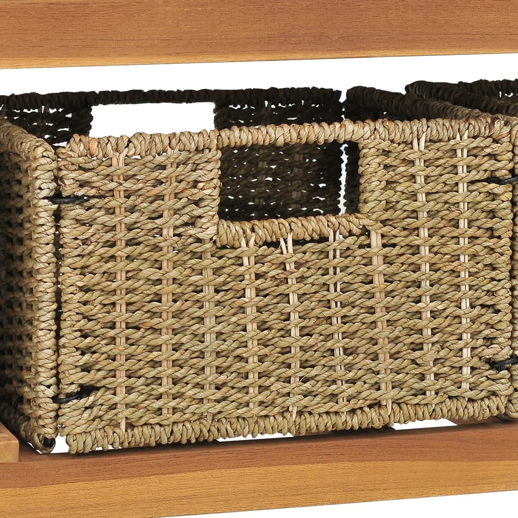 badeværelsesmøbel med 3 kurve 132x45x75 cm massivt teaktræ