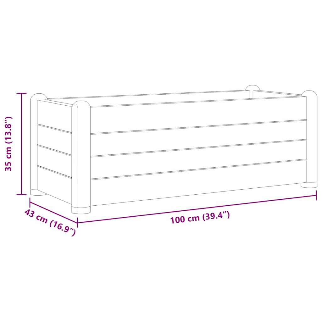højbed 100x43x35 cm PP stengrå