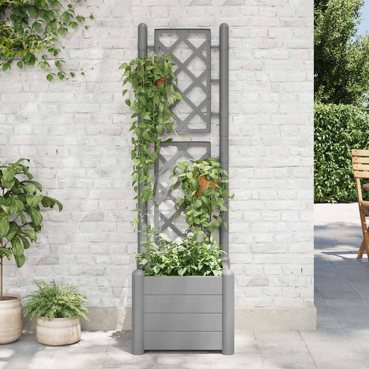 plantekasse med espalier 43x43x142 cm PP grå
