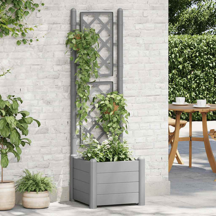 plantekasse med espalier 43x43x142 cm PP grå