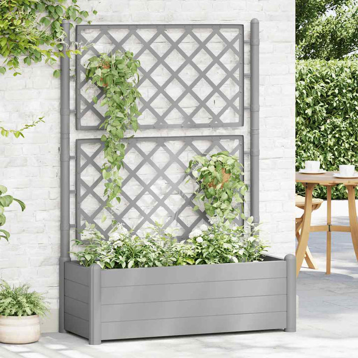 plantekasse med espalier 100x43x142 cm PP stengrå