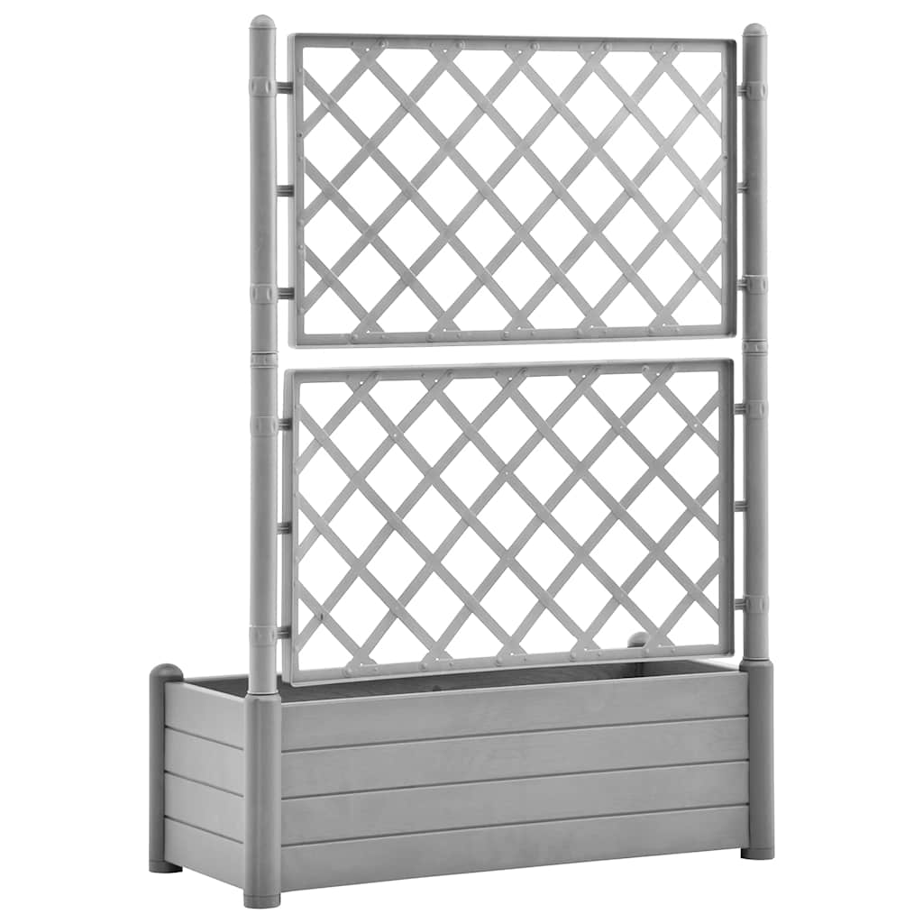 plantekasse med espalier 100x43x142 cm PP stengrå
