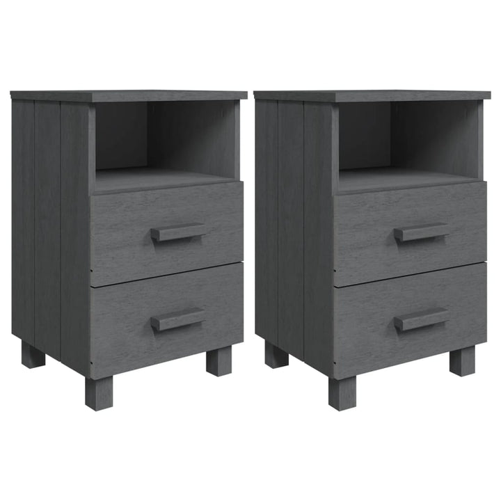 sengebord HAMAR 2 stk. 40x35x62 cm massivt fyrretræ mørkegrå