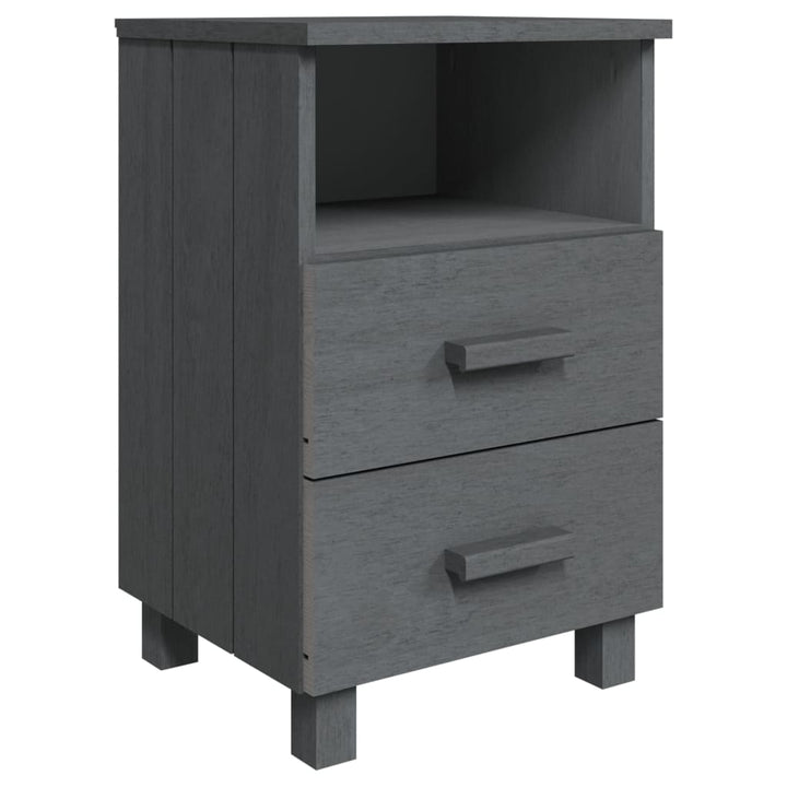 sengebord HAMAR 2 stk. 40x35x62 cm massivt fyrretræ mørkegrå