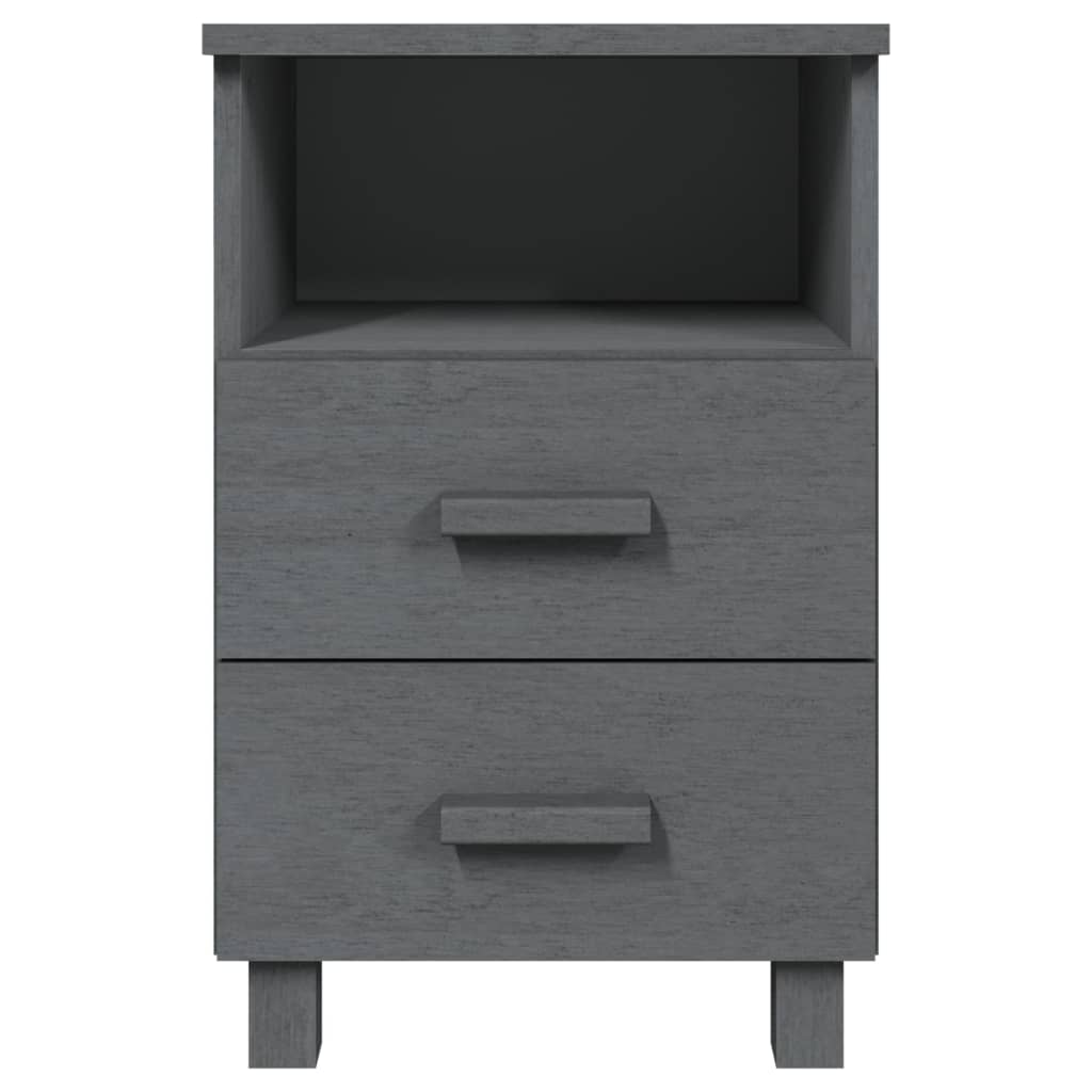 sengebord HAMAR 2 stk. 40x35x62 cm massivt fyrretræ mørkegrå