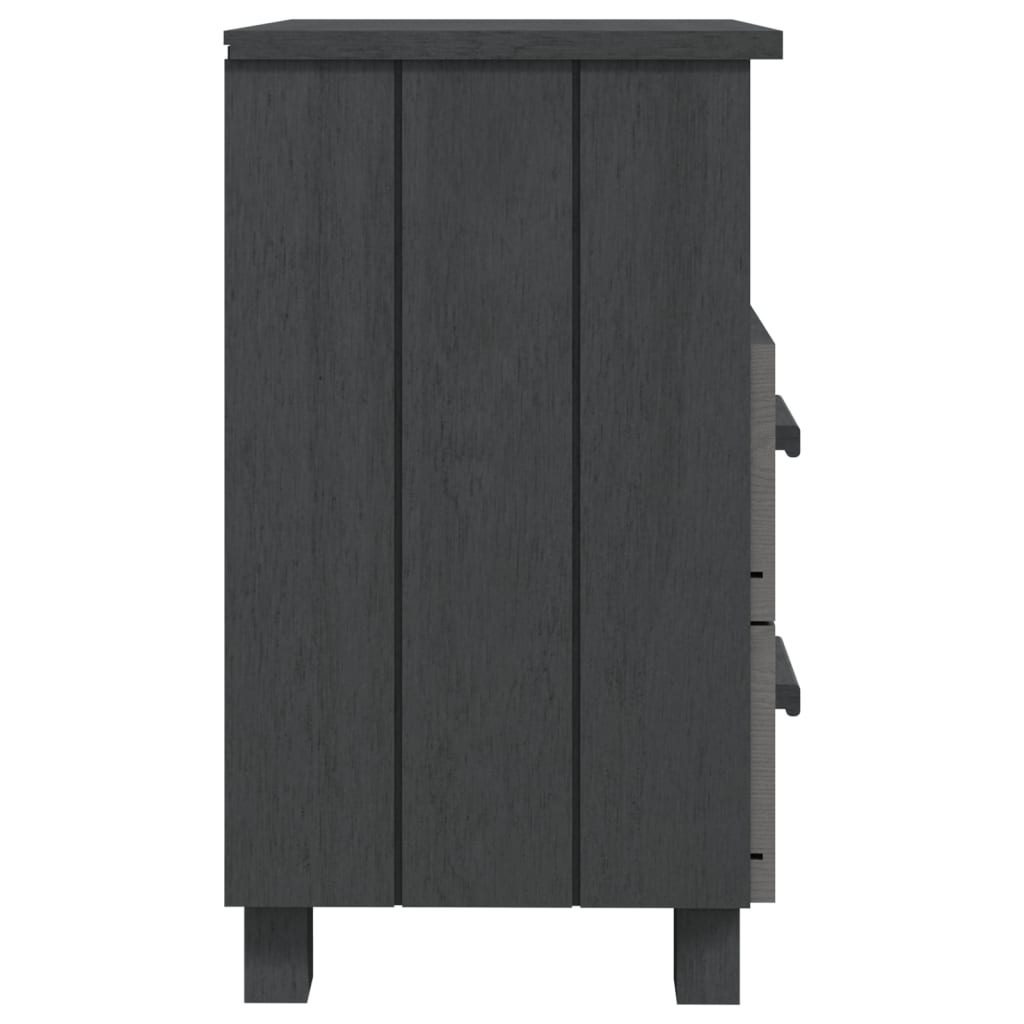 sengebord HAMAR 2 stk. 40x35x62 cm massivt fyrretræ mørkegrå