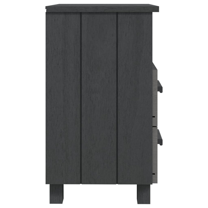 sengebord HAMAR 2 stk. 40x35x62 cm massivt fyrretræ mørkegrå