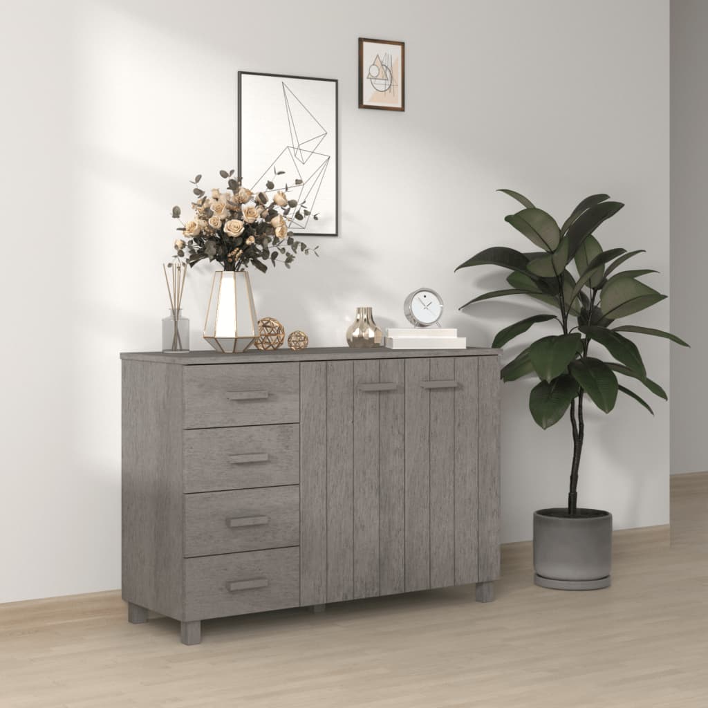 skænk HAMAR 113x40x80 cm massivt fyrretræ lysegrå