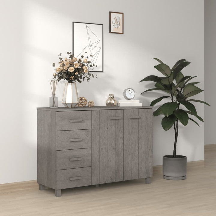 skænk HAMAR 113x40x80 cm massivt fyrretræ lysegrå