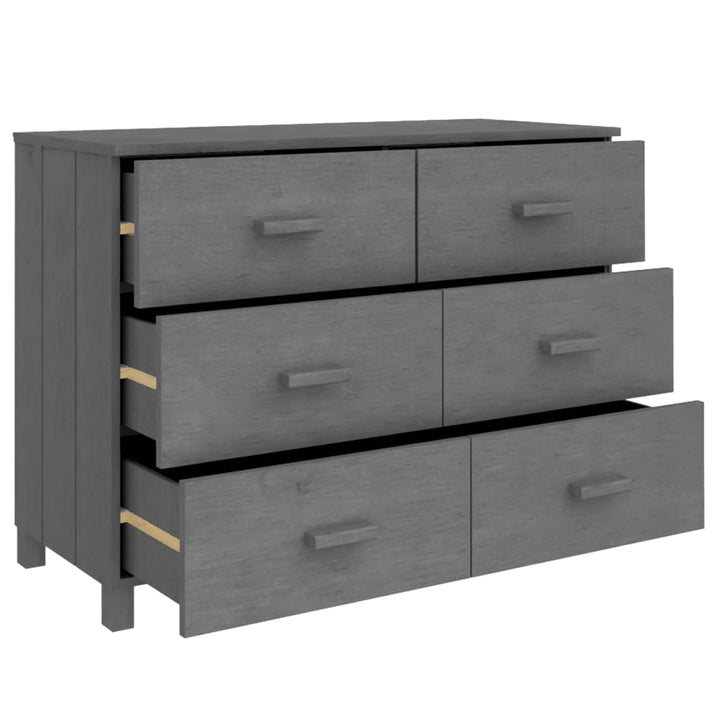 skænk HAMAR 113x40x80 cm massivt fyrretræ mørkegrå