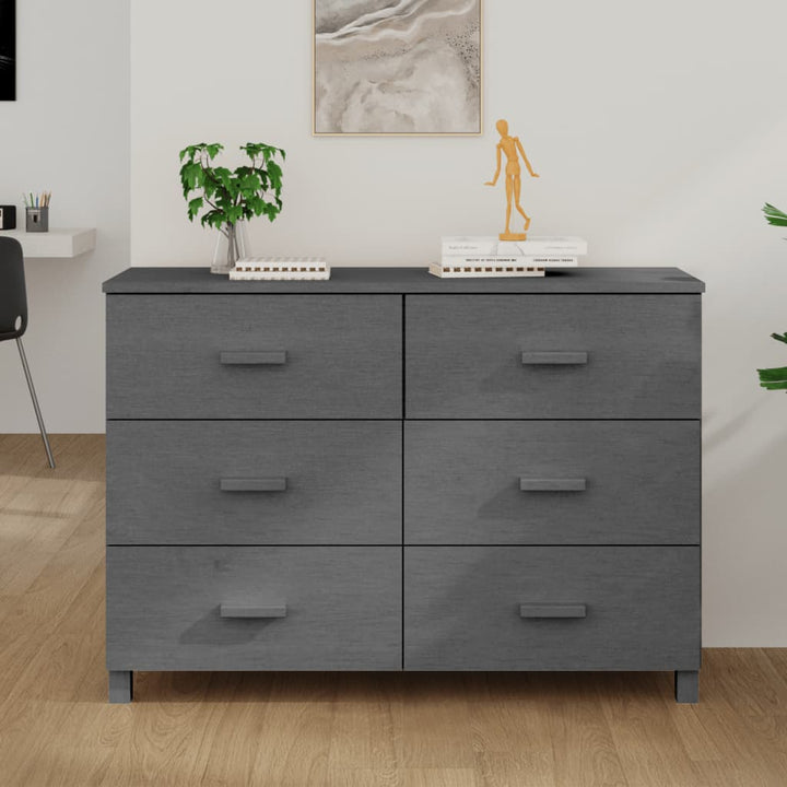 skænk HAMAR 113x40x80 cm massivt fyrretræ mørkegrå