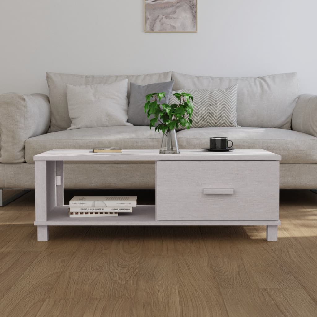 sofabord HAMAR 100x55x35 cm massivt fyrretræ hvid