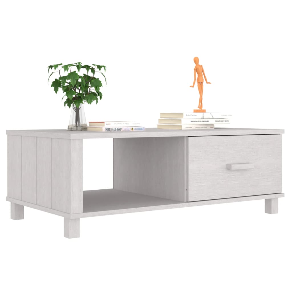 sofabord HAMAR 100x55x35 cm massivt fyrretræ hvid