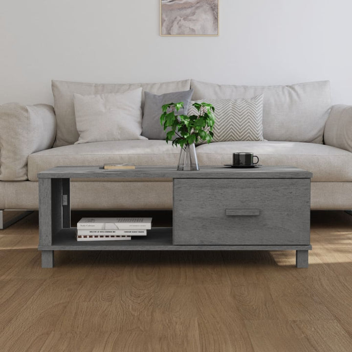 vidaXL sofabord HAMAR 100x55x35 cm massivt fyrretræ mørkegrå