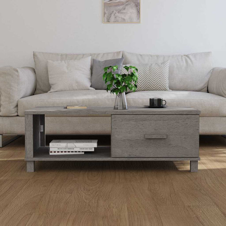 vidaXL sofabord HAMAR 100x55x35 cm massivt fyrretræ lysegrå