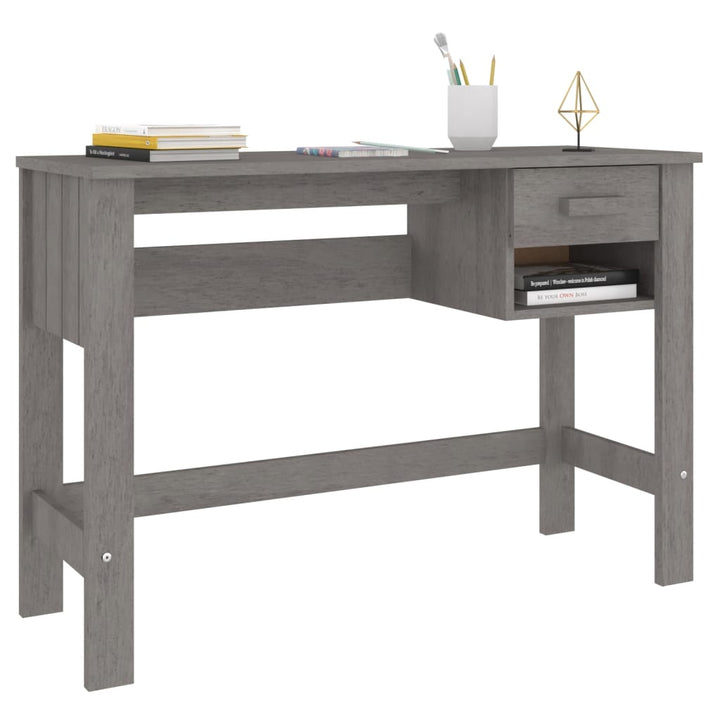 skrivebord HAMAR 110x40x75 cm massivt fyrretræ lysegrå
