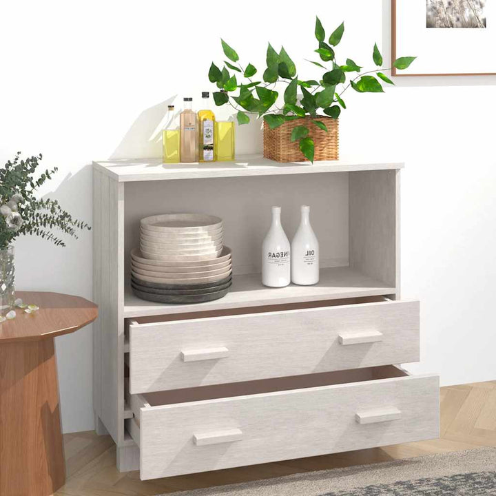 skænk HAMAR 85x35x80 cm massivt fyrretræ hvid