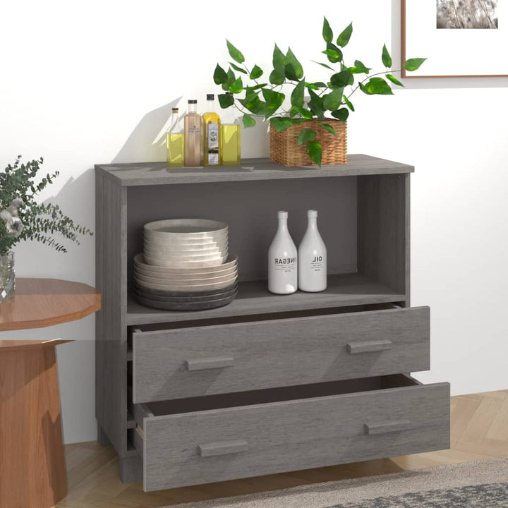 skænk HAMAR 85x35x80 cm massivt fyrretræ lysegrå