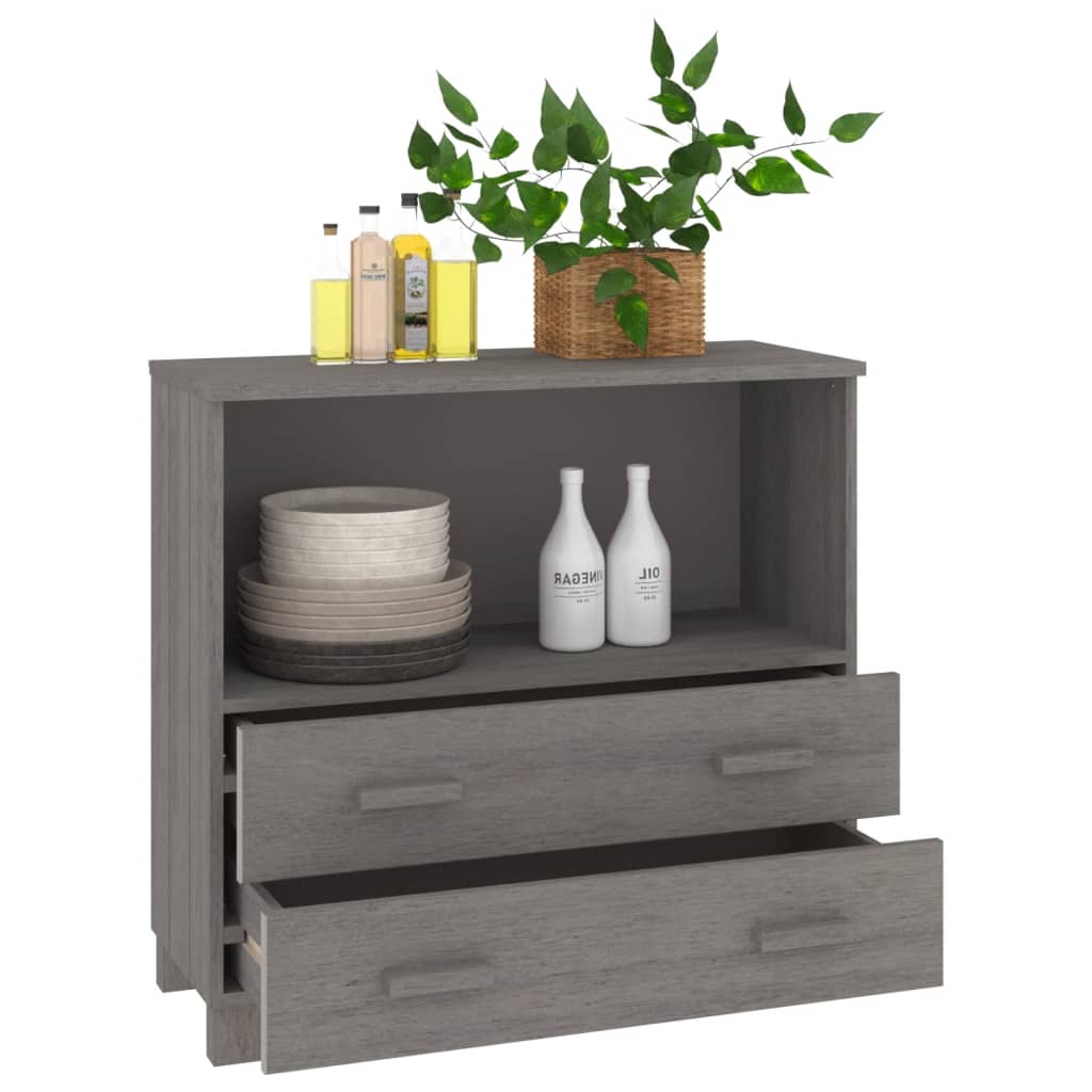 skænk HAMAR 85x35x80 cm massivt fyrretræ lysegrå