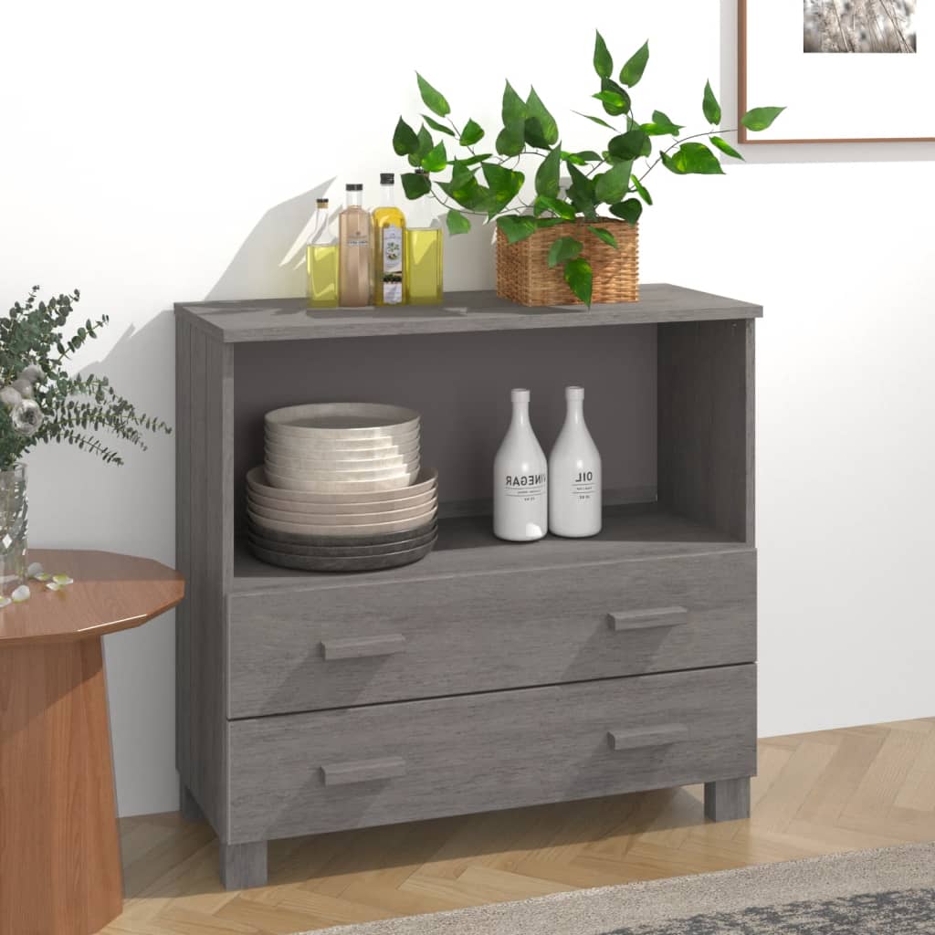 skænk HAMAR 85x35x80 cm massivt fyrretræ lysegrå