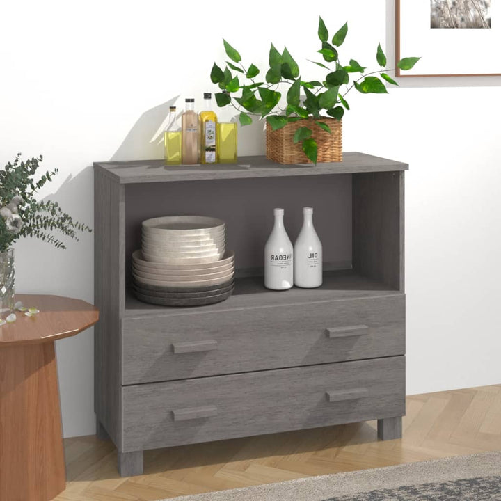 skænk HAMAR 85x35x80 cm massivt fyrretræ lysegrå