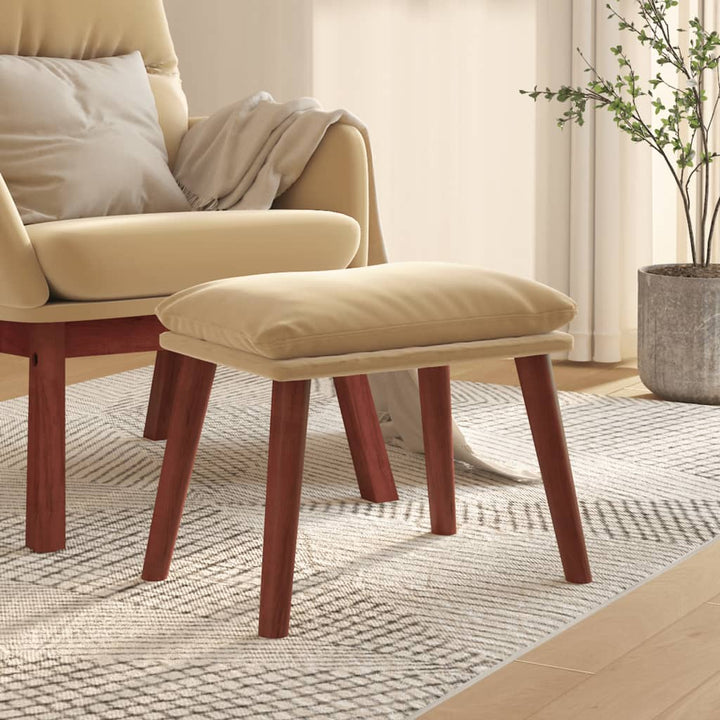 fodskammel 45x29,5x35 cm fløjl cremefarvet