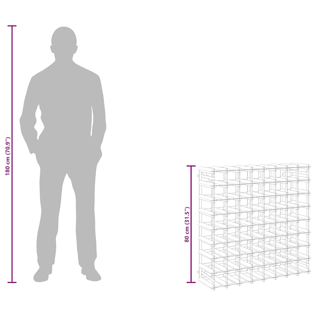 vinreol til 72 flasker massivt fyrretræ brun