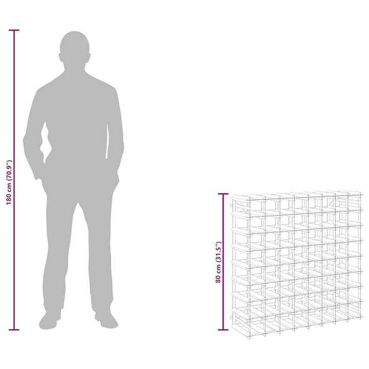 vinreol til 72 flasker massivt fyrretræ brun
