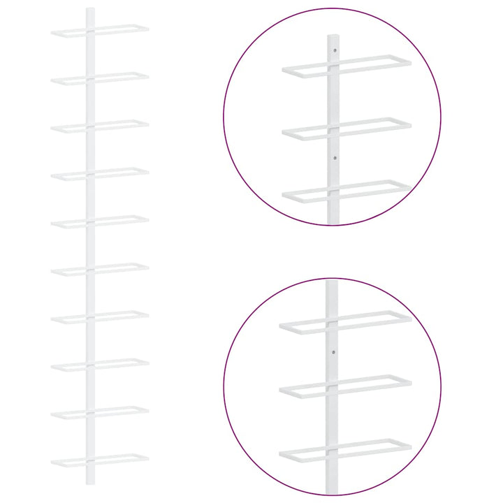 væghængte vinreoler til 7 flasker 10 stk. metal hvid