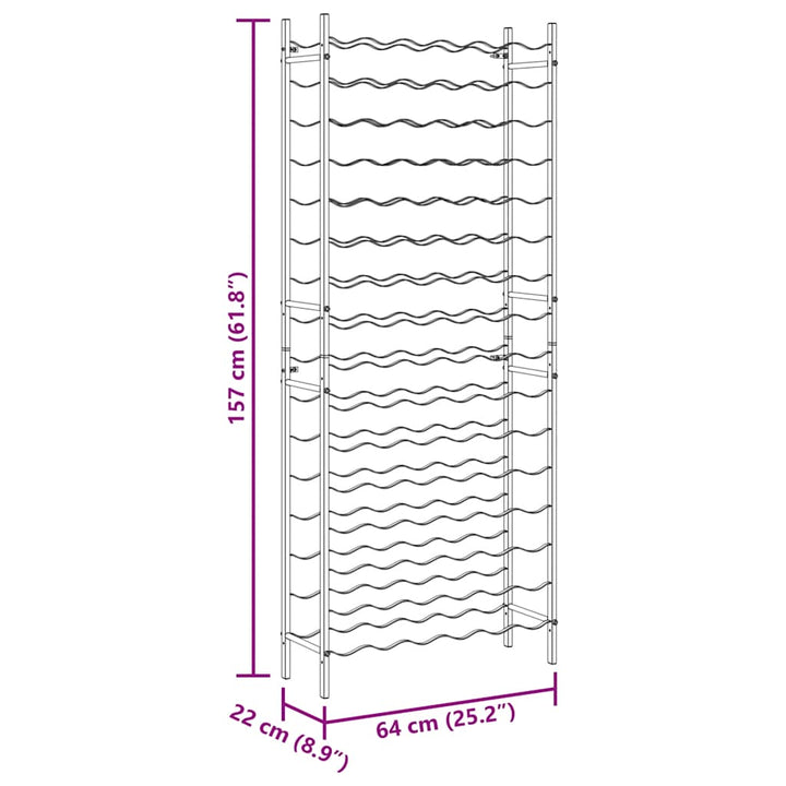 vinreol til 96 flasker metal guldfarvet