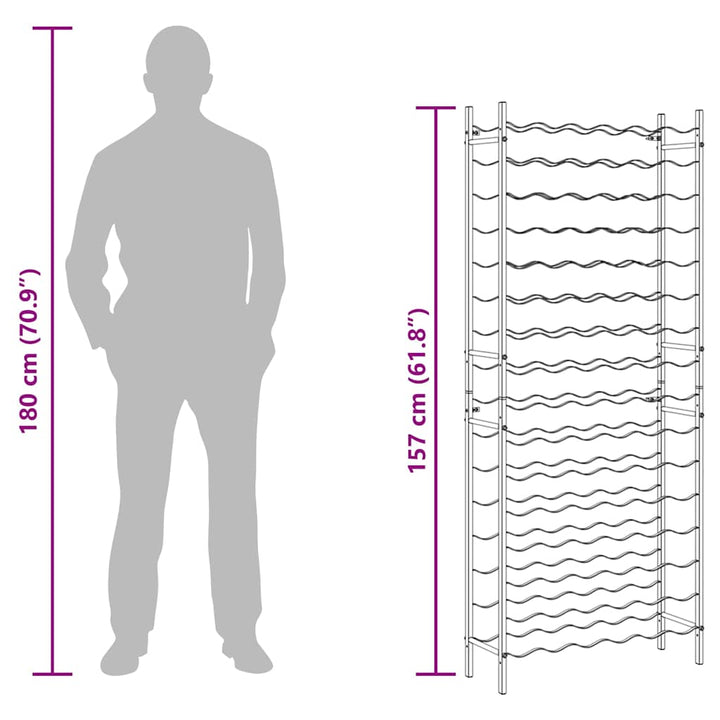 vinreol til 96 flasker metal guldfarvet