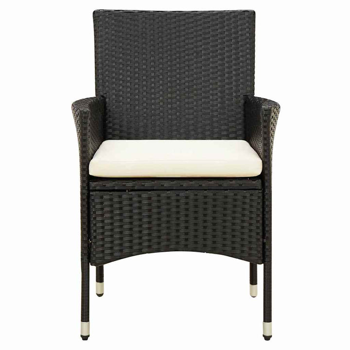 udendørs spisebordssæt 5 dele med hynder polyrattan sort