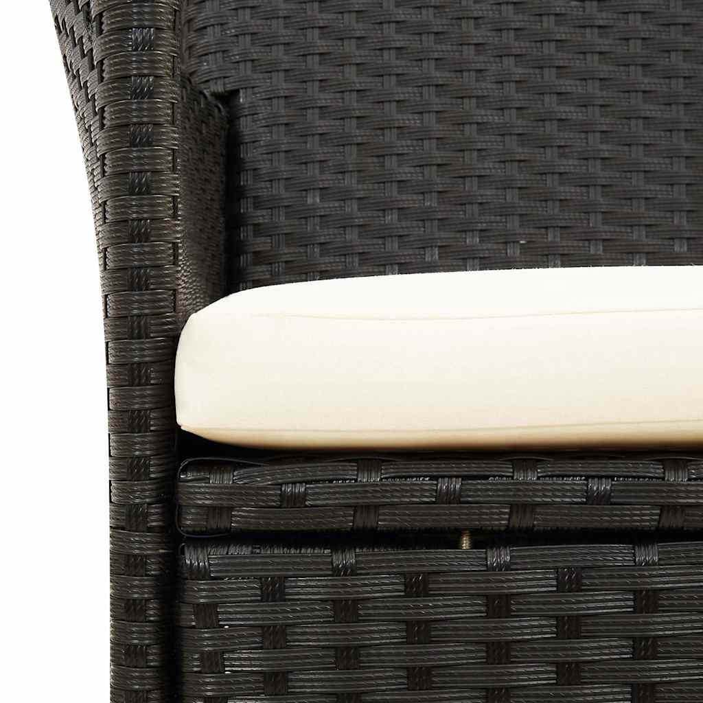 udendørs spisebordssæt 5 dele med hynder polyrattan sort