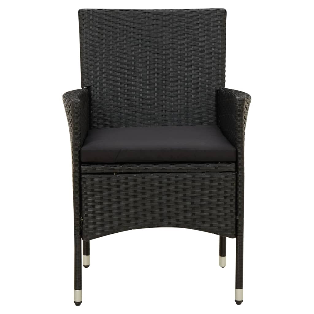 udendørs spisebordssæt 5 dele med hynder polyrattan sort