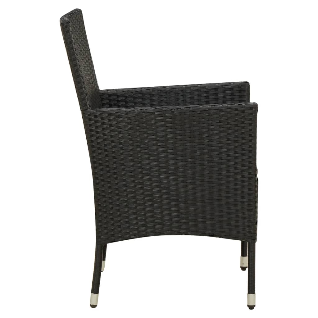 udendørs spisebordssæt 5 dele med hynder polyrattan sort