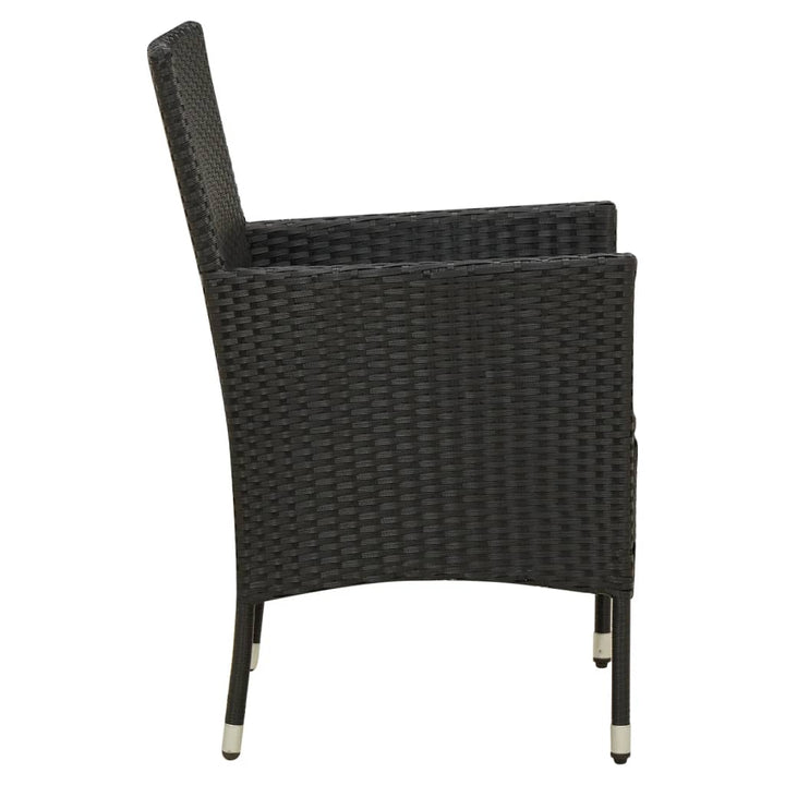 udendørs spisebordssæt 5 dele med hynder polyrattan sort